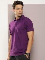 Dillinger Purple Solid Regular Snap Polo T-shirt