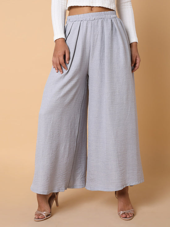 Women Solid Grey Loose Fit Trouser-1975-Grey