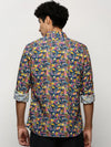 Men Navy Geometrical Shirt-PRISM-M204-1608-Navyblue