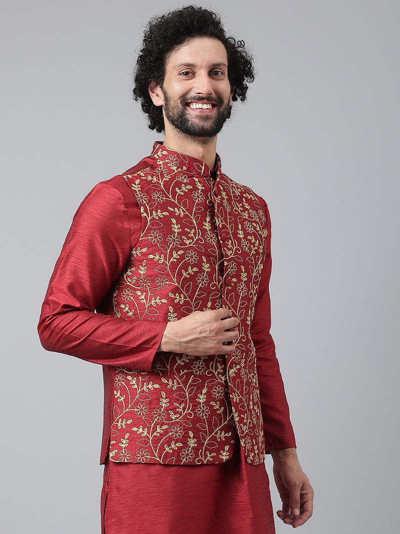 Hangup Men Standard Embroidered Men's Indian Wear-197A_Emb_Nehru