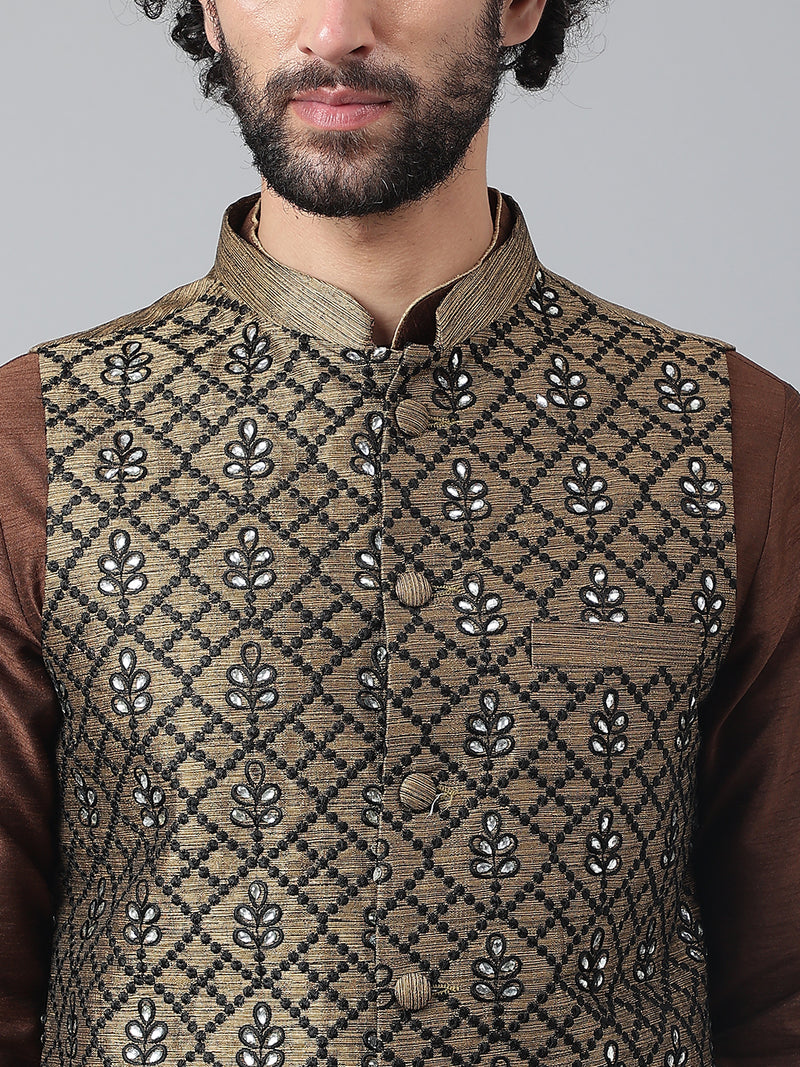 Hangup Men Standard Embroidered Men's Indian Wear-198A_Emb_Nehru