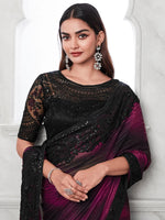 Saree Mall Women's Georgette Magenta Embellished Designer Saree With Blouse Piece-SILVER29005