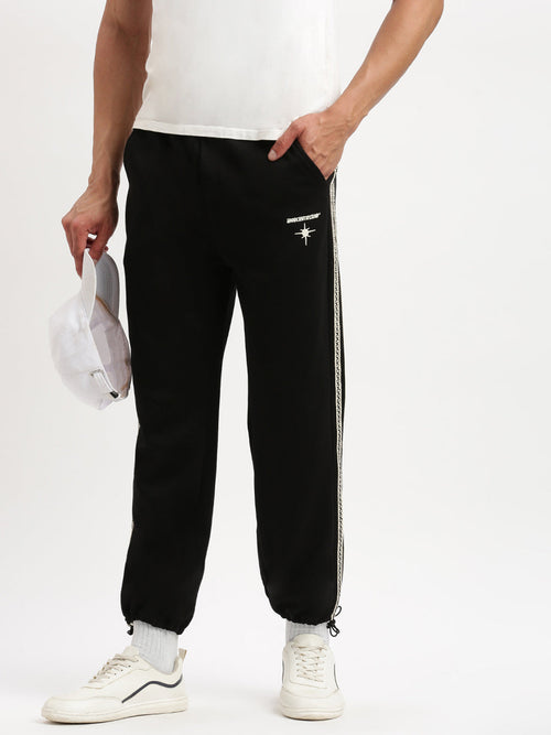 Men Slim Fit Solid Black Track Pant-1992A-Black