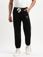 Men Slim Fit Solid Black Track Pant-1992A-Black