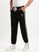 Men Slim Fit Solid Black Track Pant-1992A-Black