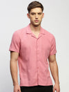 Men Peach Solid Shirt-AANYA-1688-Rose