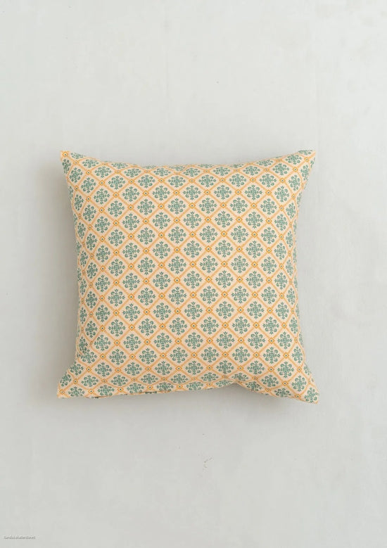 Yura 100% cotton geometric cushion cover for sofa - Aqua blue-240456011