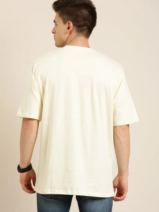 Dillinger Cream Solid Oversized T-Shirt