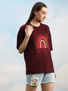 Dillinger Maroon Graphic Oversized Drop shoulder T-shirt