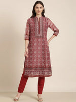 Women Maroon Printed Kurta Set-BCSK-1335-Maroon