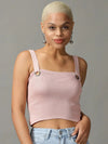 Women's Pink Solid Fitted Crop Top-AN-W309-Pink