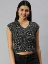 Women's Black Polka Dots Top-AE-10214-Blackwhite