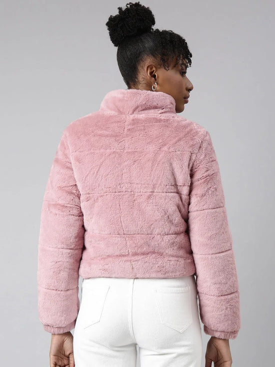 Women Solid Peach Puffer Jacket-202310-Peach