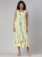 Women Yellow Solid Fit and Flare Dress-TF-242-Yellow