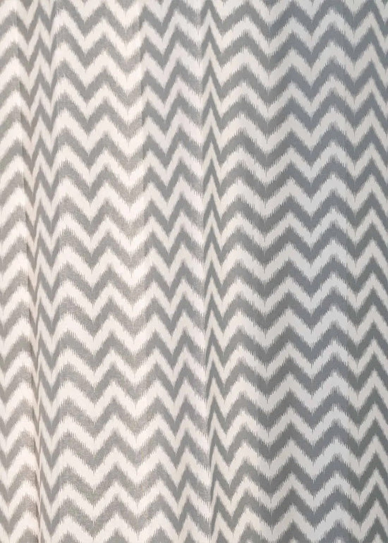 Ikat Chevron 100% cotton geometric curtain for living room - Room darkening -  Grey - Pack of 1-230423046