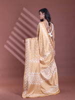 Ochre Yellow Silk Soft Saree With Texture Print-MA60BSL01400071