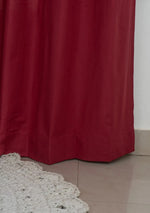 Solid  Wine red 100% cotton plain curtain for bedroom - Room darkening - Pack of 1-231222169