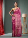 Fuchsia Blended Silk Handwoven Saree With Woven Zari Border-MA50BSL34830125