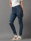 Women's Blue Solid Skinny Fit Denim Jeans-GZ-5157-C-Blue