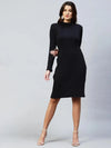 Rigo Rib Full Sleeve Side Slit Dress-WDRS303-1118-L