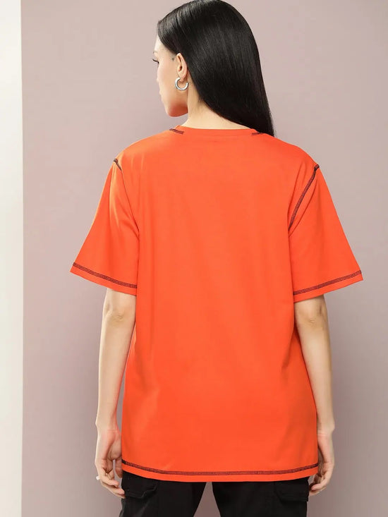 Dillinger Orange Graphic Oversized T-Shirt-WMNCR388ORG-XS