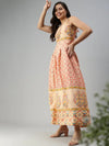 Women's Ethnic Motifs Peach Fit and Flare Kurta-FS-2216-Peach