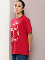 Dillinger Red Graphic Oversized T-Shirt-WMNCR482RED-XS