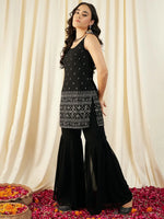 Kurta With Sharara in Black Color