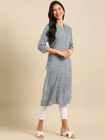 Women's Sea Green Printed Straight Kurta-GW-500-I-Seagreen