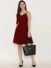 Back knot short skater Dress in Maroon