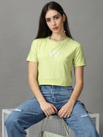 Women's Green Solid Crop Top-TG-8815-Limegreen