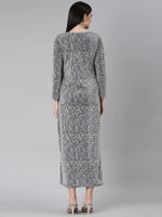 Women Silver Solid Gown Dress-8I-10009-Silver