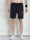 Venitian Men Cotton Printed Black Shorts