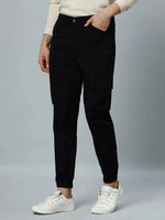 Ribbed Jogger Cargos with 6 pockets-Black