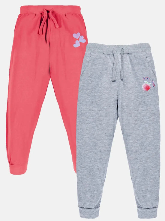 Girls Heart & Peach Printed Track Pant Pack of 2-AW23GTP615071