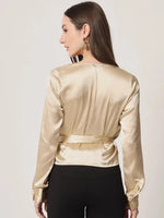 Beige Satin Knot Detail Top