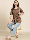 Women Taupe Floral A-Line Kurti-NJ-3058255-Taupe