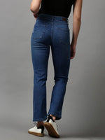 Women's Blue Solid Fit Denim Jeans-GZ-5305-3-Blue