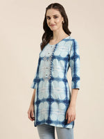 Women Blue Geometrical Straight Kurti-NJ-3743258-Blue