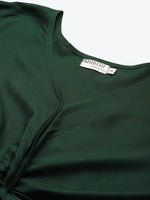 Front twist long top in Bottle Green