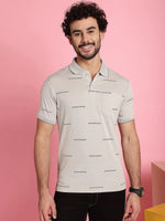 Venitian Men All Over Printed Sand Premium Cotton Polo Neck T-shirt With Pocket