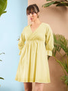 Women Lemon Yellow Schiffli Shift Dress