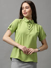 Women's Green Solid Top-AE-10370-Green