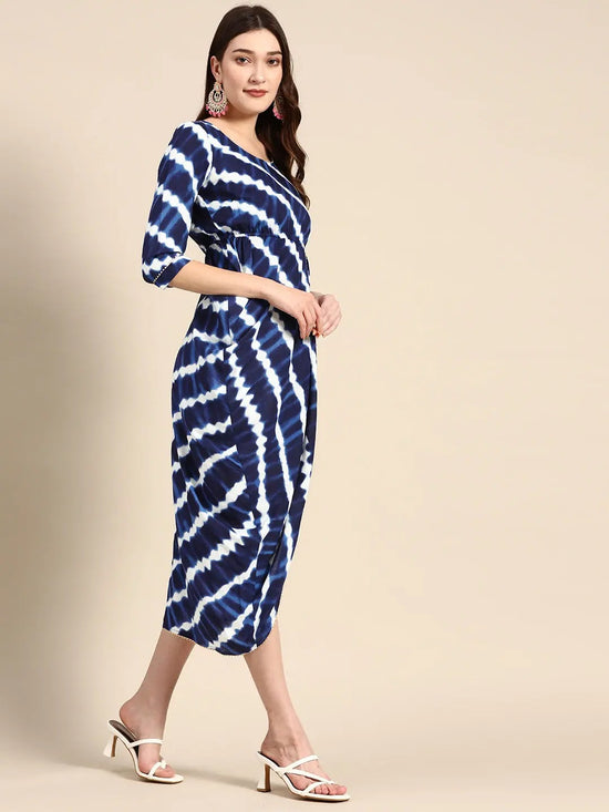 Overlap Midi Dress in Navy