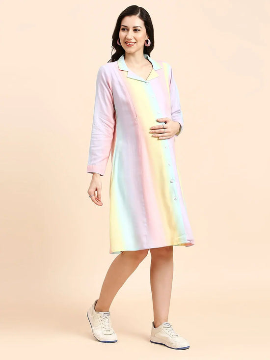 MomToBe Striped Maternity A-Line Dress