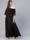 Ahalyaa Women'S Black Crepe Off Shoulder Gown