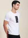 Men White Vertical MASCLN Slim Fit T-Shirt