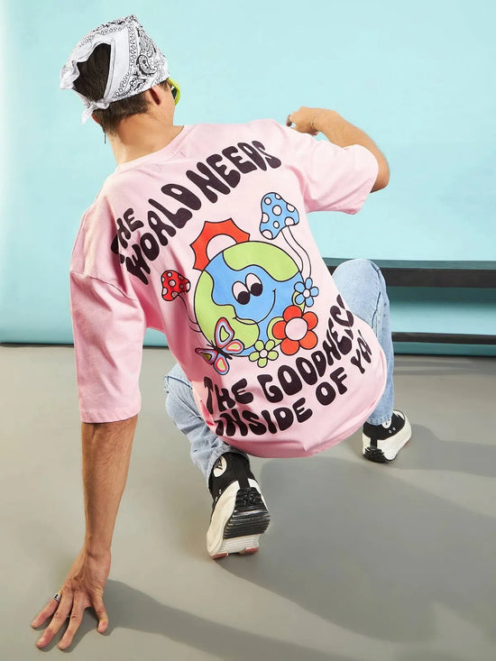 Men Pastel Pink The World Needs Oversized T-shirt