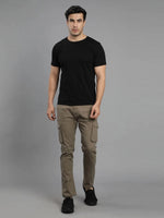 Solid Cargo Pants with 6 pockets-Beige-HC3013-30