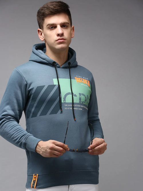 Men Blue Printed Sweatshirt-SCAW-31-Blue